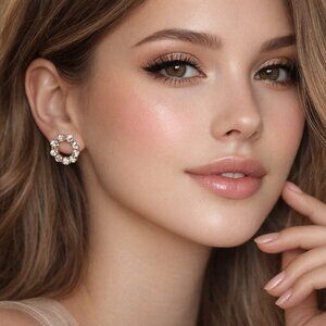 Swarovski Crystal Elements Silver Round Earrings